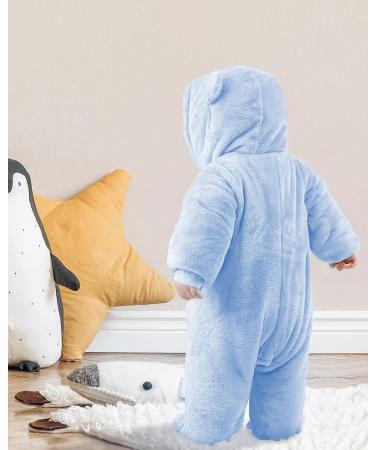 JiAmy Baby Winter Hooded Romper Snowsuit | Cartoon Cat Outfit | 3-6 Months Blue - Buy Online on GoSupps.com