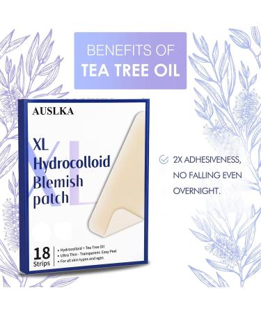 AUSLKA Acne Pimple Patch XL - 18 Hydrocolloid Strips for Large Pimples - Effective Acne Treatment (Pack of 9) - Buy Online on GoSupps.com