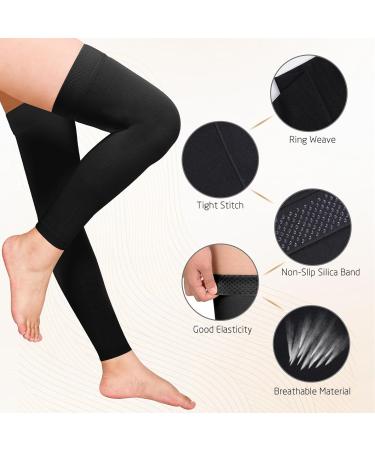Thigh High Footless Compression Stockings 20-30mmHg for Men & Women - Ideal Athletic & Medical Support | XL Black - Buy Online on GoSupps.com