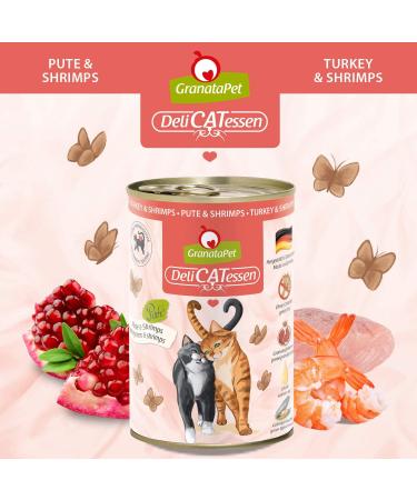 Granapet Delicatessen Wet Cat Food - Pute & Shrimps Grain-Free & Sugar-Free 6 x 400g Pack - Gourmet Cat Treats for International Shipping - Buy Online on GoSupps.com