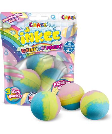 Inkee Rainbow Bath Bombs | 9x Colorful Children s Shower Balls with Marshmallow Scent & Almond Oil - Buy Online on GoSupps.com