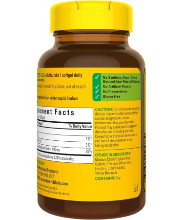 Extra Strength Magnesium Oxide 400mg Softgels - 60 Count (Pack of 1) | No Artificial Flavors - Buy Online on GoSupps.com