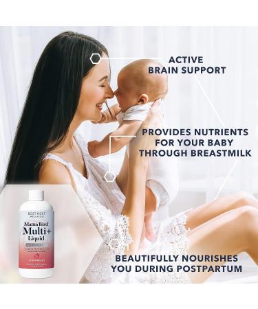 Mama Bird Liquid Postnatal Vitamin | Organic Blend with Methylated Prenatal Vitamins, Vegan, Methylfolate, Healthy Pregnancy Secrets | Strawberry 16 oz - Buy Online on GoSupps.com