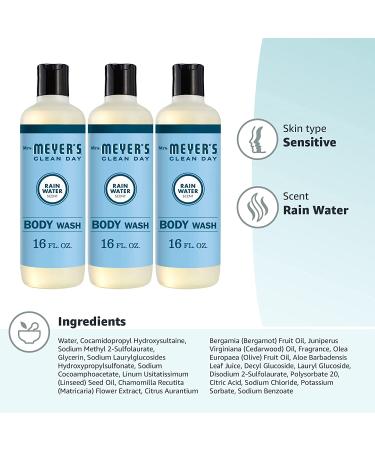 Mrs. Meyer's Moisturizing Body Wash - Biodegradable Shower Gel with Essential Oils, Rain Water Scent, 16 oz (Pack of 3) - Buy Online on GoSupps.com