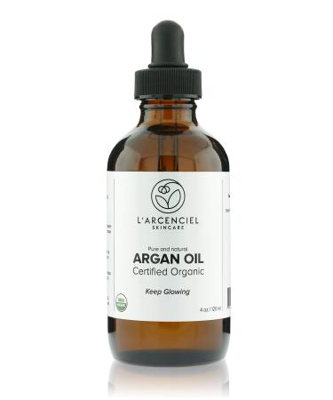 Organic Argan Oil (4 oz.) by L'arcenciel Skincare. 100% Pure and Natural, Cold Pressed, USDA Certified Organic Moisturizer for Face, Hair, Skin and Nails Argan Oil 4 Fl Oz (Pack of 1)