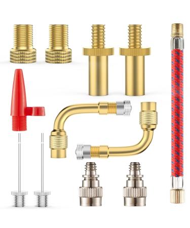QEEFOP Bicycle valve adapter set bicycle valve set adapter bicycle valve on autoventile bicycle valve adapter autoventile Sclaverand valve with sealing ring for compressor bicycle pump air pump (12)