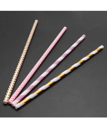 Pzhoais Biodegradable Paper Straws 100 Pink for Party Supplies Birthday Wedding Bridal/Baby Shower Decorations and Holiday Celebrations - Buy Online on GoSupps.com