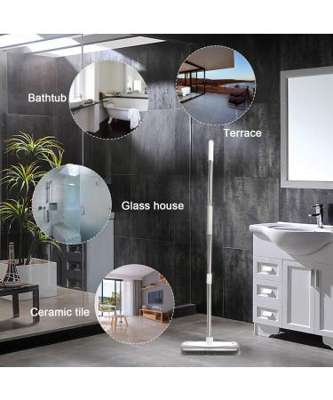 IZSOHHOME Floor Scrub Brush with Long Handle for Cleaning Tile Kitchen Bathroom Patio Wall and Deck.Adjustable Stainless Steel Long Handle-46.5" White - Buy Online on GoSupps.com