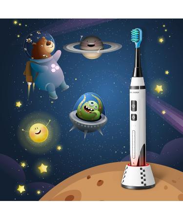 ORAL MASTER Kids Sonic Electric Toothbrush - 5 Modes, 3 Intensity Levels, 2-Minute Timer, Wireless Charge - IPX7 Waterproof - Rocket Series Electric Toothbrush for Child 3+ - Ideal Festival Gift - Buy Online on GoSupps.com