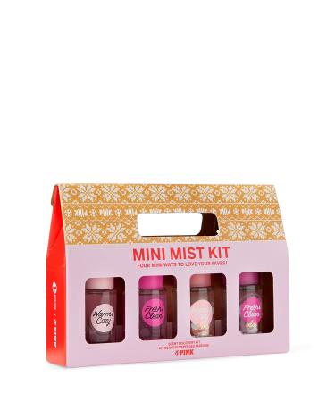 Victoria's Secret PINK 4 Piece Mini Mist Gift Set: Warm & Cozy, Fresh & Clean, Warm & Cozy Glow and Fresh & Clean Glow Coconut,Fresh,Vanilla 4 Count (Pack of 1)