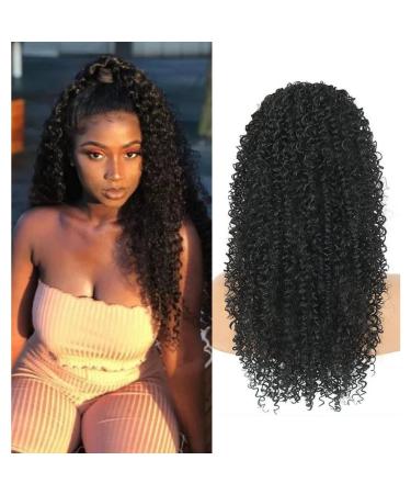 Aisaide Kinky Curly Drawstring Ponytail Extension for Black Women Deep Curly Drawstring Kinky Ponytail Extension Drawstring Ponytail for Black Women Kinky Ponytail Curly Ponytail Drawstring Deep Curl Synthetic Long Black...