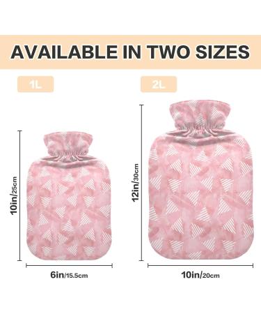 Heat Bottle 1L - Plush Cover Warming Bag for Pain Relief & Winter Sports | Pink Marble Geometry - Buy Online on GoSupps.com