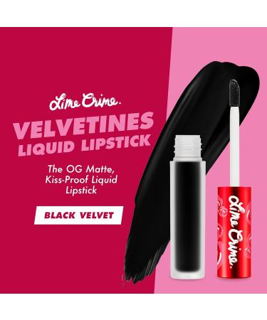 Lime Crime Velvetines Liquid Matte Lipstick in Black Velvet - Long-Lasting True Black Shade with Lip Lining - Talc-Free & Paraben-Free - Buy Online on GoSupps.com