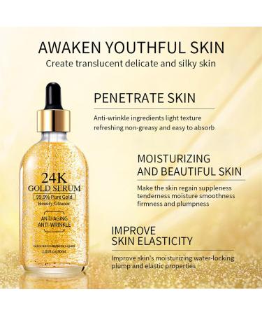 24K Gold Serum for Face - 2 Pack Anti-Aging Moisturizer with Vitamin & Hyaluronic Acid - Dark Spot & Fine Line Treatment - Collagen Booster for Glowing Skin - Buy Online on GoSupps.com