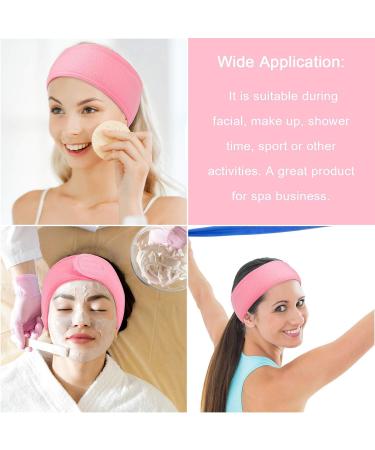Whaline 4 PCS Pink Spa Headband Set for Sport, Yoga, Shower - Stretch Terry Cloth Hair Band - Buy Online on GoSupps.com