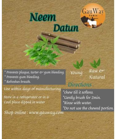 Natural Neem Chew Sticks Datun Ayurvedic Organic Toothbrush - Remove Bad Breath & Gems, Relieve Tooth Ache | Pack of 15 - Buy Online on GoSupps.com