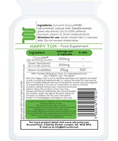 Altruvita Happy Tum | Vitamin D3, Curcumin & Green Tea | Immune Support | 60 Capsules - Buy Online on GoSupps.com