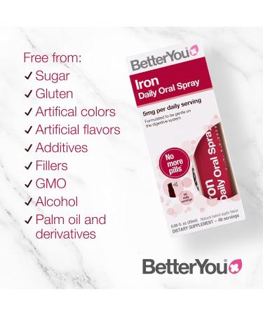 BetterYou Iron Daily Oral Spray - 5mg Highly Absorbable Iron, Immune Support, Baked Apple Flavour - 25ml (1 Pack) - Buy Online on GoSupps.com