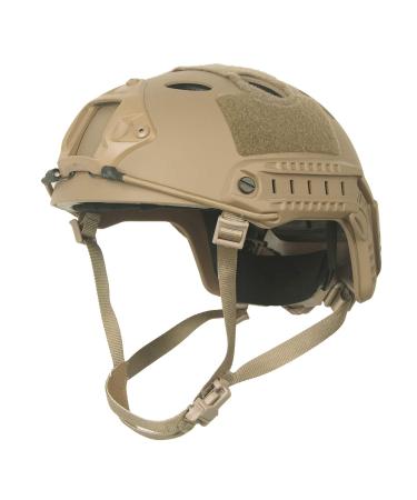 LOOGU Fast PJ Base Jump Military Helmet with 12-in-1 Headwear Tan
