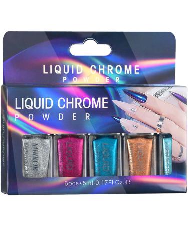 Lot de 6 poudres holographiques pour ongles - D coration artistique - Effet miroir m tallique - Pour manucure et p dicure 02style - Buy Online on GoSupps.com
