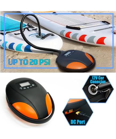 VACHAN Electric SUP Air Pump | Dual Stage Intelligent Inflator for Paddle Boards | 12V Car Connector | Auto-Off Function | Orange with LED Light - Buy Online on GoSupps.com
