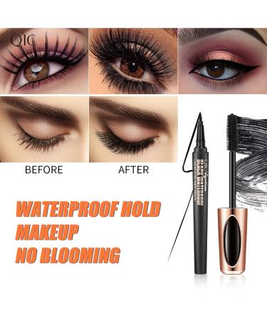 Buy 2 in 1 4D Silk Fiber Eyelash Mascara & Waterproof Liquid Eyeliner - Extra Long Thick Voluminous Lashes - Fast Drying Long-Lasting Black Mascara for Intense Definition - Buy Online on GoSupps.com