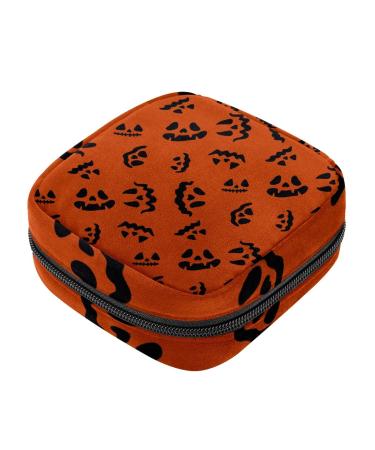 Guantierendiy Sanitary Napkin Storage Bag Portable Period Bag for Women Teen Girls Halloween Pattern Menstrual Cup Pouch Nursing Pad Holder (Multicolor) Color 2