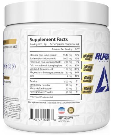 Alpha Lytes - Electrolyte Powder Daily Hydration Drink Mix - Sugar-Free Zero Calorie Instant Formula with Trace Minerals and Antioxidants (60 Servings Salted Tropical Cherry) Salted Tropical Cherry 10.6 Ounce (Pack of 1) - Buy Online on GoSupps.com