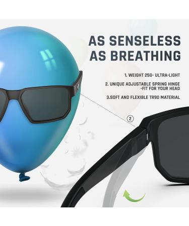TOREGE Sports Polarized Sunglasses TR66 - Matte Black & Black Lens - Buy Online on GoSupps.com