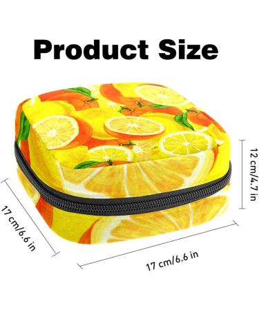 Stylish Portable Storage Bags for Women's Bandages & Menstrual Products | Yellow Lemon & Orange Design - Buy Online on GoSupps.com