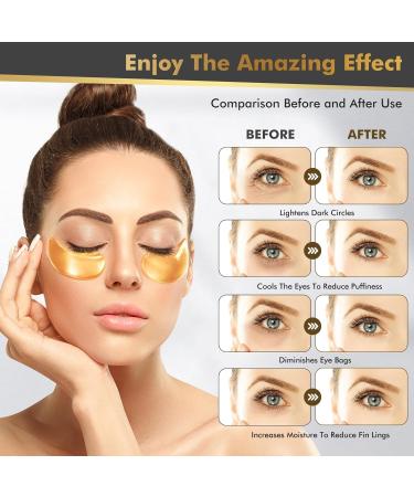 Under Eye Gel Patches 20 Pairs - Golden Eye Mask with Amino Acid & Collagen Cooling Eye Care for Wrinkles Puffy Eyes & Dark Circles Skincare Treatment for Men & Women USA Tested - Buy Online on GoSupps.com