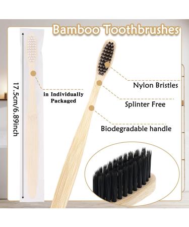 Vesici 200 piece Bamboo Toothbrushes Bulk - Soft Bristles for Adults - Individually Packaged for Travel & Home Use - Buy Online on GoSupps.com