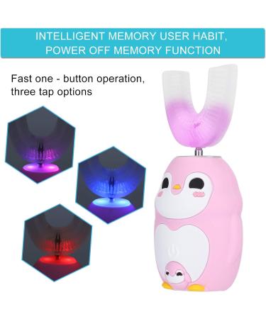 Kids Electric Toothbrush with U-Shaped Silicone Brush Head & 60ml Toothpaste - Pink | IPX7 Waterproof - Buy Online on GoSupps.com