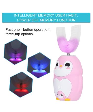 U-Shaped Children's Electric Toothbrush - Soft Pebble Brush Head Cartoon Design Toddler Friendly Includes Mousse 60ml - Pink - Buy Online on GoSupps.com