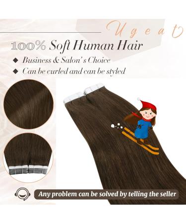 Ugeat Tape in Hair Extensions 24 Inch Tape Extensions Human Hair Extensions Tape Dark Brown Tape in Human Hair Extensions #4 50 Grams Hair Extensions Tape in Human Hair - Buy Online on GoSupps.com