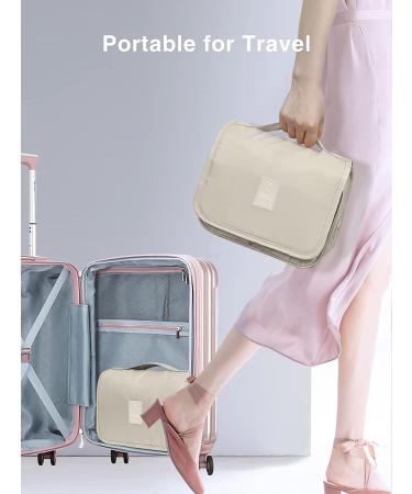 Luxtude Hanging Toiletry Bag for Women - Water-Resistant Travel Organizer - Portable Shower and Cosmetics Bag in Light Beige - Buy Online on GoSupps.com