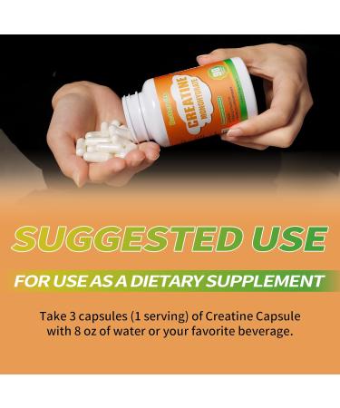 Creatine Monohydrate 2500mg - Gluten Free Non-GMO 90 Capsules - Boost Energy & Muscle Performance - Buy Online on GoSupps.com