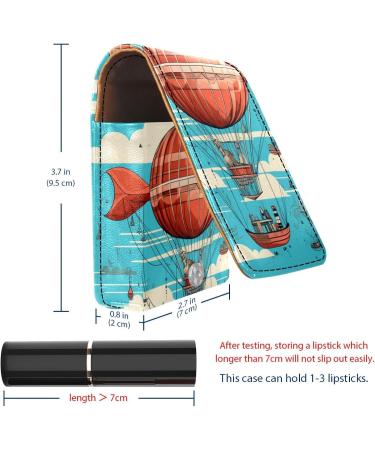 Buy Stylish Leather Lipstick Case - Mini Organizer with Mirror | Airplane Hot Air Balloon Design - Buy Online on GoSupps.com