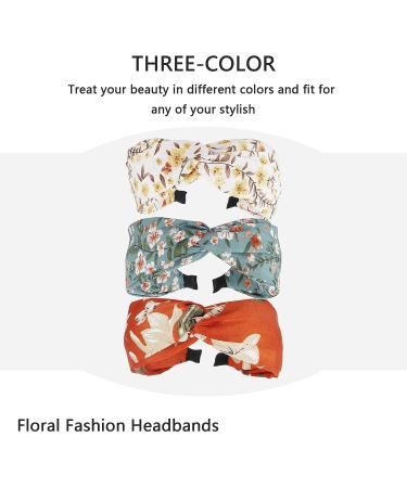 Beauty.H.C 3PCS Floral Knotted Headband Set for Women and Girls | Boho Chiffon Hairbands with Elastic No-Slip Design - Buy Online on GoSupps.com