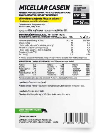 HSN Micellar Casein 2kg | Slow-Release Protein Powder | Vegetarian Gluten-Free No Sweeteners | Best Tasteless Protein for Muscle Recovery - Buy Online on GoSupps.com