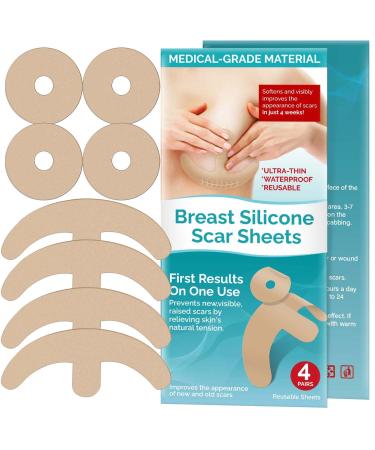 Silicone Scar Sheets, Silicone Scar Tape, 8 Pcs Reusable Medical Grade Silicone Scar Sheets for Breast Helps Recovery & Reduce Scars