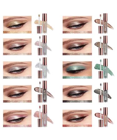 10-Color Liquid Glitter Eyeshadow Set - Metallic Shimmer Waterproof & Fast-Drying Eye Makeup Kits for Women - Perfect Gift! - Buy Online on GoSupps.com