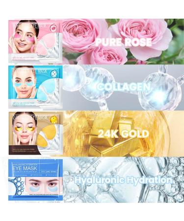 Kaely 24 Pairs Eye Patches - Rose Collagen 24K Gold & Hyaluronic Acid Anti-Wrinkle Masks for Puffy Eyes & Dark Circles Spa Skincare Gift Set for Women - 24 Count - Buy Online on GoSupps.com