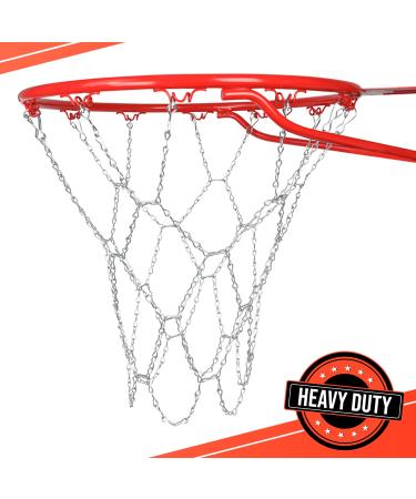 Ultra Sporting Goods Heavy Duty Basketball Net Replacement - All Weather Anti Whip, Fits Standard Indoor or Outdoor Rims - 12 Loops (Metal Chain)
