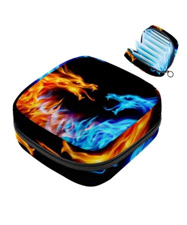 Storage bags for women's bandages motif: dragon blue and red portable menstrual pillster panty liners tampons women's bandages storage holder for women school office