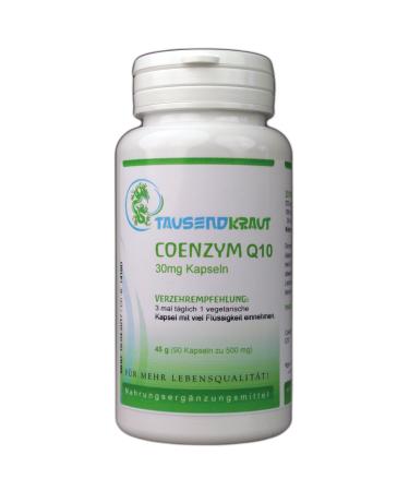 Coenzyme Q10 (90 capsules 30mg) dietary supplement yeast fermentation ubiquinone-10 yarrow