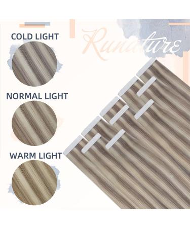 RUNATURE 12 Inch Blonde Highlight & Grey Blonde Tape in Hair Extensions - 30g Real Human Hair Extensions - 1 Tape #19AP60 - Buy Online on GoSupps.com
