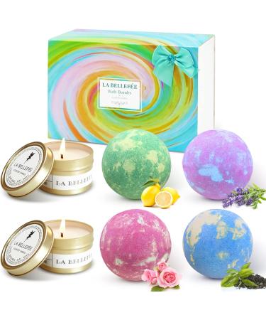 Bath Bombs for Women Gifts 4 Bath Bombs with 2 Scented Candles Bubble Spa Bath Moisturizing Skin Bath Bombs Gifts for Her 4 Count (Pack of 1) - Buy Online on GoSupps.com
