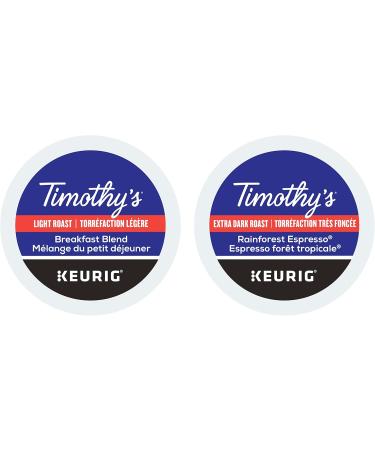 Timothy's Breakfast Blend and Rainforest Espresso Single Serve Keurig Certified K-Cup pods for Keurig brewers - Buy Online on GoSupps.com