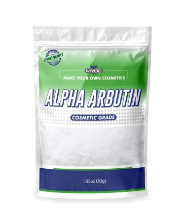 Myoc Alpha arbutin Powder-30gm 100% Pure Cosmetic Grade Raw Material with no adulterants For DIY and skincare industrial use- Skin Serums & Toners/manage dark spots  Promotes clean & clear skin 1.06 Ounce (Pack of 1)